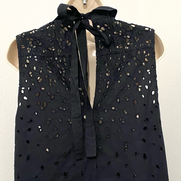 PROENZA Schouler Embroidered Button Down Blouse Cut Out Tie Back Tunic Coastal - Picture 12 of 14
